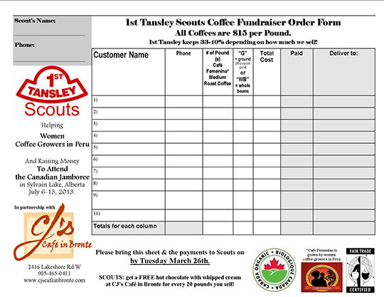Sample Order Form